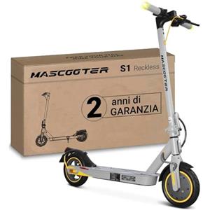 MASCOOTER S1 Reckless | Monopattino Elettrico per Adulti Omologato (300W) - Indicatori di Direzione & Rigenerazione della Batteria in Frenata - 20km di Autonomia, Ruote 8.5 ad Aria