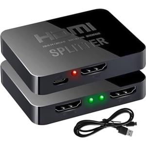 SELIACR Splitter HDMI 1 in 2 Out, SELIACR 1080P Full HD 3D 4K HDMI Splitter con cavo di alimentazione Micro USB per Doppio Monitor Supporta MacBook, Xbox, PS4, PS3, lettore Blu-Ray, DVD, HDTV