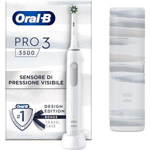 Oral-B Spazzolino Elettrico Ricaricabile Pro 3 3500 Bianco, 1 Testina, 1 Custodia Da Viaggio, 1 Spazzolino