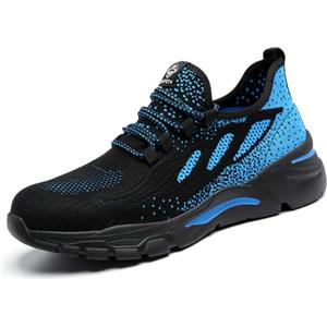 HYCOPROT Scarpe Antinfortunistiche Uomo Donna Scarpe da Ginnastica con Punta in Acciaio Scarpe da Lavoro Traspiranti Leggere Cuscino d'Aria Scarpe con Sportive di Sicurezza (Blu-1, Numeric_39)