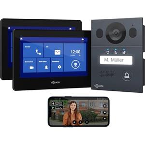 GOLIATH® Videocitofono 2 Fili [2x SCHERMO DA 7 POLLICI] Video citofono con telecamere esterne - Kit Videocitofono con Apriporta - Videocitofoni bifamiliare - Antivandalo e impermeabile - da superficie