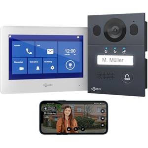 GOLIATH® Videocitofono 2 Fili [SCHERMO DA 7 POLLICI] - Video citofono con telecamere esterne - Kit Videocitofono con Apriporta - Videocitofoni monofamiliare - Antivandalo e impermeabile - Da incasso