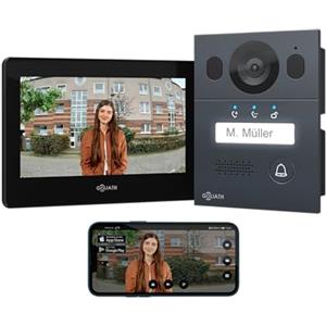GOLIATH® Videocitofono 2 Fili [SCHERMO DA 7 POLLICI] - Video citofono con telecamere esterne - Kit Videocitofono con Apriporta - Videocitofoni monofamiliare - Antivandalo e impermeabile - Da incasso