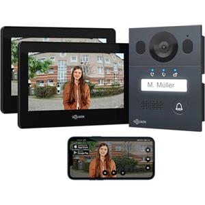 GOLIATH® Videocitofono 2 Fili [2x SCHERMO DA 7 POLLICI] Video citofono con telecamere esterne - Kit Videocitofono con Apriporta - Videocitofoni bifamiliare - Antivandalo e impermeabile - Da incasso