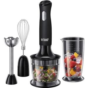 Russell Hobbs Frullatore A Immersione,3 In 1: Frullatore (bicchiere 700 Ml), Tritatutto (500 Ml), Frusta Per Montare, 2 Velocità, Zuppe, Yogurt, Salse, Frusta, Lavastoviglie Ok, Nero 24702-56