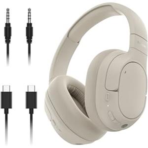 Belkin SoundForm Isolate Cuffie Wireless con Cancellazione Attiva del Rumore Ibrida, Cuffie con Microfono e Bassi Potenti, Cuffie Bluetooth con 60 Ore d'ascolto, Cuscinetti CloudCushion, Beige