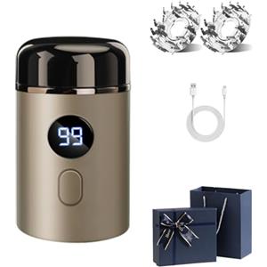 Knubbuf Easy Trim Pro, Easy Trim Rasoio, Mini Rasoio Elettrico per Intimo Uomo, IPX7 Impermeabile Rasoio Elettrico Corpo Uomo, Regolabarba Wet & Dry USB Ricaricabile, Con Display LED (Oro)