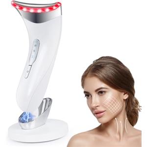 FIVAVA Massaggiatore Viso Lifting,Face Massager con 3 Modi LED - Dispositivo di Bellezza a 45°C con Microcorrente per Rughe,Gua Sha Rassodante Viso e Collo