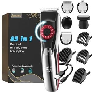 Yabife Trimmer per barba e baffi con 3 inserti - 40 regolazioni precise di lunghezza, impermeabile, 240 minuti di durata della batteria - per uomini e donne (petto dell'orecchio)