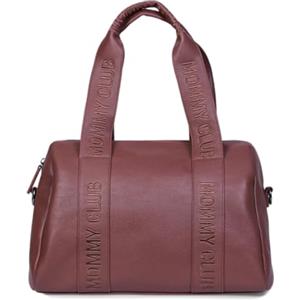 CHILDHOME, Borsa Cambio Per Bambini, Mommy Bag, Fasciatoio Incluso, Numerosi Scomparti, Ganci Per Carrozzina, Cinghia Per Spalla, Pelle Vegana, 22L, Mommy Club Signature, Marrone Scuro