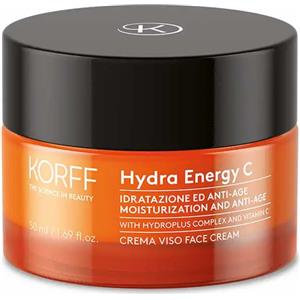 Korff Hydra Energy C Crema Viso 50 ml - Idratante Profondo con Acido Ialuronico e Vitamina C per Pelle Secca