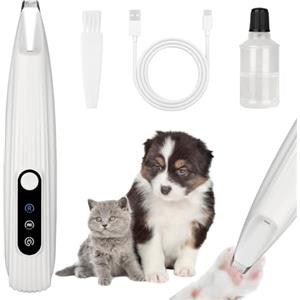 OFFCUP Trimmer Elettrico per Piede per Animali, Tagliacapelli per Cani, Tosatrice per Gatti Elettrico Forbici, per Tagliare i Peli del Cane Intorno a Zampe, Orecchie, Occhi, Viso (Bianco)