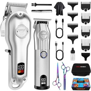 HIENA PRO Tagliacapelli Uomo Professionale, Taglia Capelli Per Uomo, Cordless Macchina Capelli Uomo，Kit Barbiere Professionale Con Display LED
