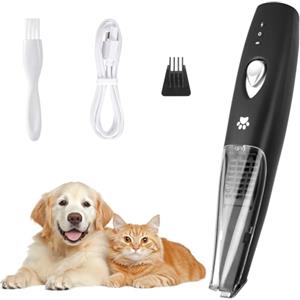 OFFCUP Trimmer Elettrico per Piede per Animali, Tagliacapelli per Cani, Tosatrice per Gatti Elettrico Forbici Aspiranti per Capelli, per Tagliare i Peli del Cane Intorno a Zampe, Orecchie,Viso (Nero)