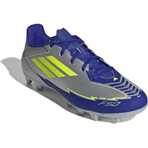 adidas F50 Club Football Boots FG/MG, Scarpe da Calcio Unisex-Adulto, Silver Met./Solar Yellow/Lucid Blue, 42 EU