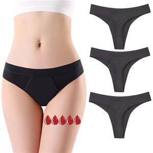 ZVZK Mutande mestruali Assorbenti 20ML Donna Tanga Slip Ciclo Mestruale Intimo Mutandine Perizoma Slip (XS, 3 Nero)