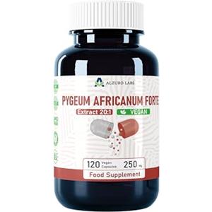 Alzuro Labs Pygeum Africanum Forte | 5.000 mg equivalente (estratto 250 mg 20:1) | 120 capsule vegane | supporto prostatico ad alto dosaggio | stock di 4 mesi | testato in laboratorio | certificato