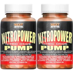 next nutrition Hyper Nitro Power Pump 2 x 120 CPR - Pre Workout, Massa Muscolare - Stimola Ossido Nitrico con Vitamina C, Maca Peruviana, Vitamina E, Arginina, Citrullina, Glutammina, Acetil l Carnitina e Caffeina