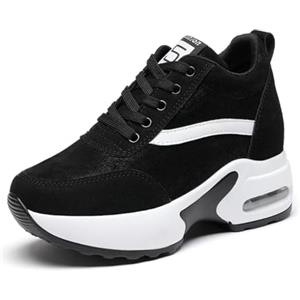 JAOOUU Sneakers Donna Zeppa Scarpe da Ginnastica Moda Casual Sportive Running Fitness Tacco Zeppa 9 CM Bianco 36EU