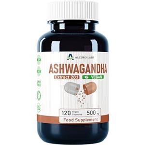 Alzuro Labs Ashwagandha | 10.000 mg equivalente (estratto di 500 mg 20:1) | 120 capsule vegane | Supporto ad alto dosaggio dello stress, dell'energia e del sonno | Scorta di 4 mesi | Testato in