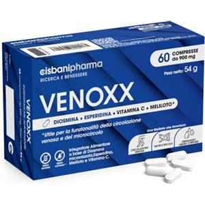 CISBANI PHARMA Venoxx - Integratore a base di Diosmina, Esperidina e Meliloto per la Circolazione Venosa, Ideale per Gambe Gonfie - con Vitamina C - Alto dosaggio - 60 Compresse