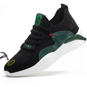 Woflebel Scarpe Antinfortunistiche con Punta in Acciaio Scarpe Antinfortunistiche Donna Scarpe da Lavoro Uomo Sneakers Estive Sneakers Traspiranti Sportive Nero Grigio 39