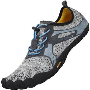 SAGUARO Uomo Donna Scarpe Barefoot Minimaliste Leggere Comod Scarpette da Trekking Trail Running, Corsa Grigio 47