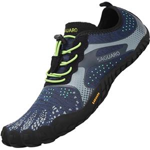 SAGUARO Uomo Donna Scarpe Barefoot Minimaliste Leggere Comod Scarpette da Trekking Trail Running, Corsa Blue 45