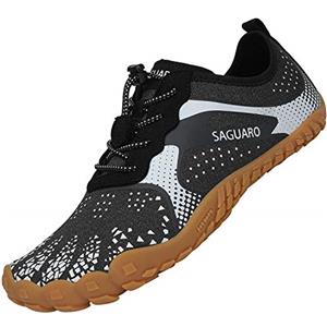SAGUARO Uomo Donna Scarpe Barefoot Minimaliste Leggere Comod Scarpette da Trekking Trail Running, HM Grigio Bianco 40