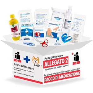 Akitaink Reintegro Cassette Pronto Soccorso All. 2 Per Aziende sotto 3 Dipendenti Conforme DM388/DL81 Allegato 2, Made in Italy