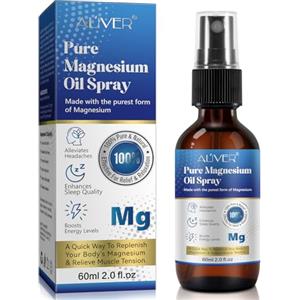 WeiWeiLa Olio Spray al magnesio Puro, Spray per olio di Magnesio Organico 60ml, 100% olio di Magnesium naturalmente, supporta il recupero muscolare e sport e massaggi