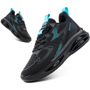 Hitmars Scarpe Running Uomo Scarpe da Corsa Sneakers Scarpe Ginnastica Sportive Jogging Tennis Zeppa Scarpe Fitness Running Shoesa Nero Verde EU 40