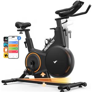MERACH Cyclette, bicicletta con inclinazione regolabile ± 6°, silenziosa ergometro, con resistenza magnetica, per allenamento cardio, a casa, fino a 158 kg