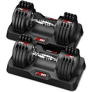 EnterSports Set di manubri regolabili da 12 kg x 2 per risparmiare posto, con manico antiscivolo 5 livelli di peso: 2-12 kg, ideali per casa, ufficio, palestra
