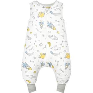 WYTbaby - Sacco nanna con piedi, 1.0 Tog, in 100% cotone, morbido sacco nanna per tutto l'anno, senza maniche, ideale per dormire e quando fa caldo, perfetto per bambine e bambini, 80 cm