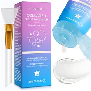 Lxitian Maschera Collagene Viso Coreana, Collagen Night Wrapping Mask, Bio Collagene Instant Boost Mask, Maschera Notturna al Collagene, Illumina e Rassoda la Pelle, Riduce le Rughe, Aumenta l'elasticità