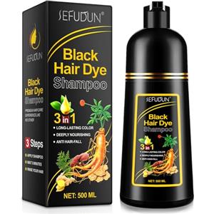 PIUSEQEW Shampoo Tintura Capelli Neri Istantanea - Colorazione Naturale e di Lunga Durata per Uomini e Donne - 500ML