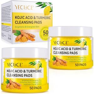 WeiWeiLa Tamponi detergenti all'acido cogico e curcuma, cuscinetti per il viso all'acido cogico alla curcuma, cuscinetti esfolianti per il viso alla curcuma, bilanciare olio e acqua per la pelle, delicati,