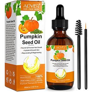 Bizzico Pumpkin Seed Oil for Hair, semi di zucca biologico per capelli, puro al 100%, pressato a freddo, olio di zucca naturale per la crescita di sopracciglia e ciglia, cura della pelle, idratante, 60 ml