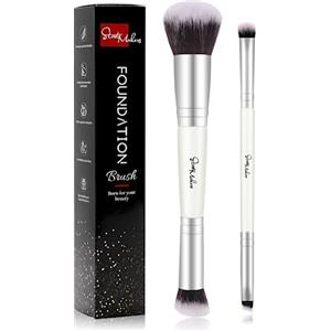 START MAKERS Pennello Fondotinta Start Maker 2 pezzi Doppio Terminale 2-in-1 Kabuki Pennelli Make Up per Fondotinta Liquido, Cipria, Blush, Correttore, Ombretto, Contouring Viso Pennello Trucco