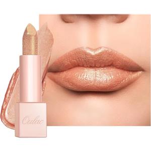OULAC Rossetto Idratanti Finitura Lucida, Rossetto Glitter Oro Nudo Per Labbra Secche, Balsamo Labbra con Luminous Finish, Formula Idratante a Lunga Durata, Infinity Moisture, Vegan (13) Sahara Glow
