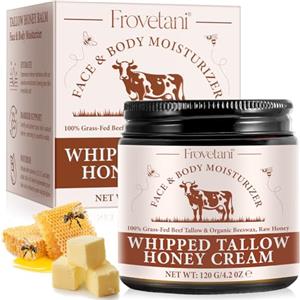 QLIGES Cura Della Pelle Con Sego Di Manzo Completamente Naturale Crema Viso Al Sego Di Manzo Allevato Ad Erba, Miele Selvatico E Cera D'Api, Idrata Profondamente E Ripara La Pelle, 120g