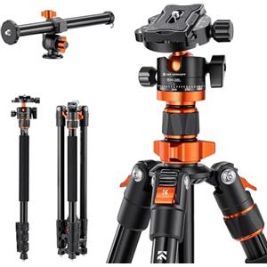 K&F Concept Treppiede per Fotocamera 231cm, Treppiede da Viaggio in Alluminio con Colonna Centrale e Monopiede, 360° Testa a Sfera, Cavalletto Fotografica per Camera DSLR Reflex Sony Nikon Canon