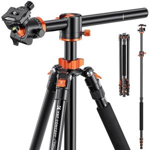 K&F Concept Treppiede Fotocamera 240cm, Treppiede in Alluminio con Colonna Centrale Orizzontale e Monopiede, Cavalletto Fotografica, Compatibile con DSLR Reflex Sony Nikon Canon, T254A8+BH-28L, 10kg