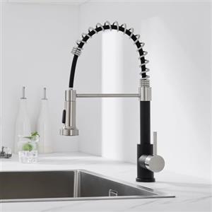 Auralum Rubinetto Lavello Cucina Nero, Auralum Rubinetto Cucina con Doccetta Estraibile, Miscelatore Cucina Girevole a 360° Monocomando, Rubinetto Cucina in Acciaio Inox con Bocca Alta, Doppia modalità