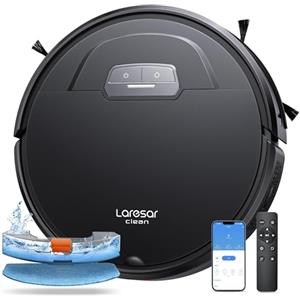 Laresar Clean Robot aspirapolvere Lavapavimenti con mappatura, 4500Pa, 180 Minuti di Autonomia, 3 In 1 Robot Lavapavimenti e Aspirapolvere ultra sottile con telecomando, Ideale per Peli di Animali