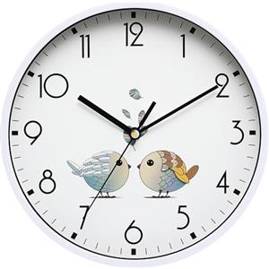 KSYOU 8 Pollice Rotondo Orologio Da Parete Silenzioso e Non Ticking Retro Orologio Da Parete Operato per Soggiorno Camera da letto Cucina Bambini Camera (20 cm 8 pollici), Bianco