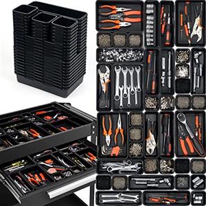 Giklux 45 Pezzi Cassetta Organizer Cassetti, per Viti Minuteria, Banco da Lavoro, Scatole Vassoio Portaoggetti Organizzatore Plastica, per Carrello Porta Attrezzi, Garage, Officina