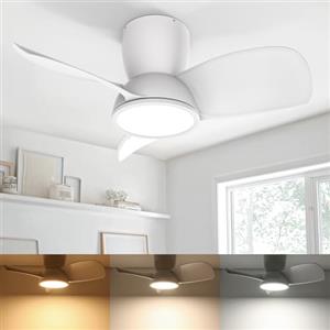 Ateroll Ventilatore da Soffitto con Luce, Ø76cm, Dimmerabile 3CCT (3000K-4000K-5000K), Ventilatore da Soffitto 1500LM Con Telecomando, 6 Velocità, Timer, Adatto per Soggiorno, Cucina, Camera da Letto