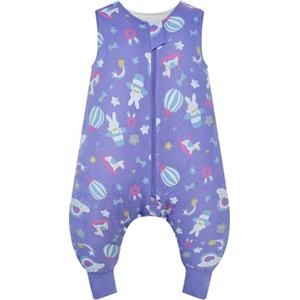 WYTbaby Sacco nanna con piedi, 1,0 Tog, in 100% cotone, morbido sacco a pelo per tutto l'anno, senza maniche, ideale per dormire e calore, perfetto per ragazzi e ragazze, 80 cm